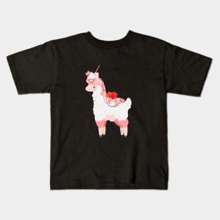 Strawberry Shake Llama Kids T-Shirt